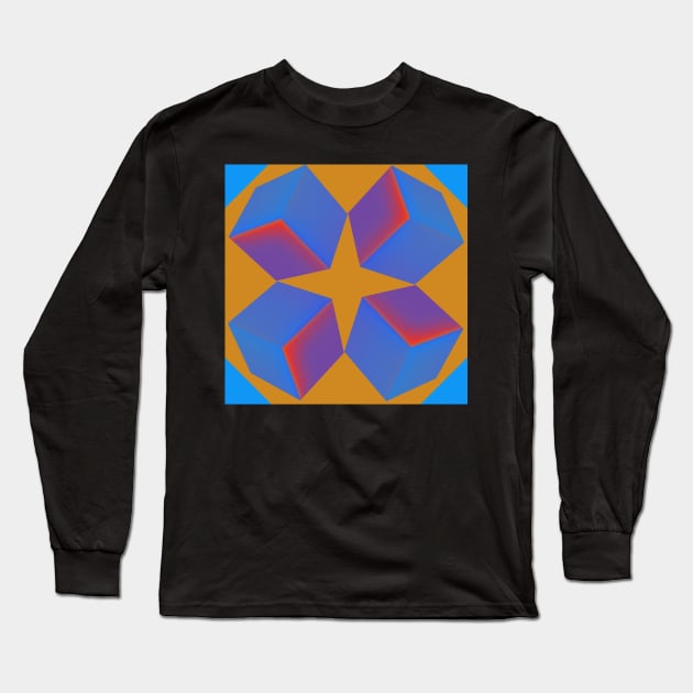Digital Cube Pattern Long Sleeve T-Shirt by EvergladeStudio